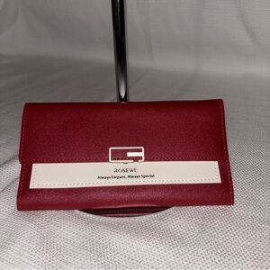 ROSEWE Red And White Trifold Wallet With A Check Pouch Wallet